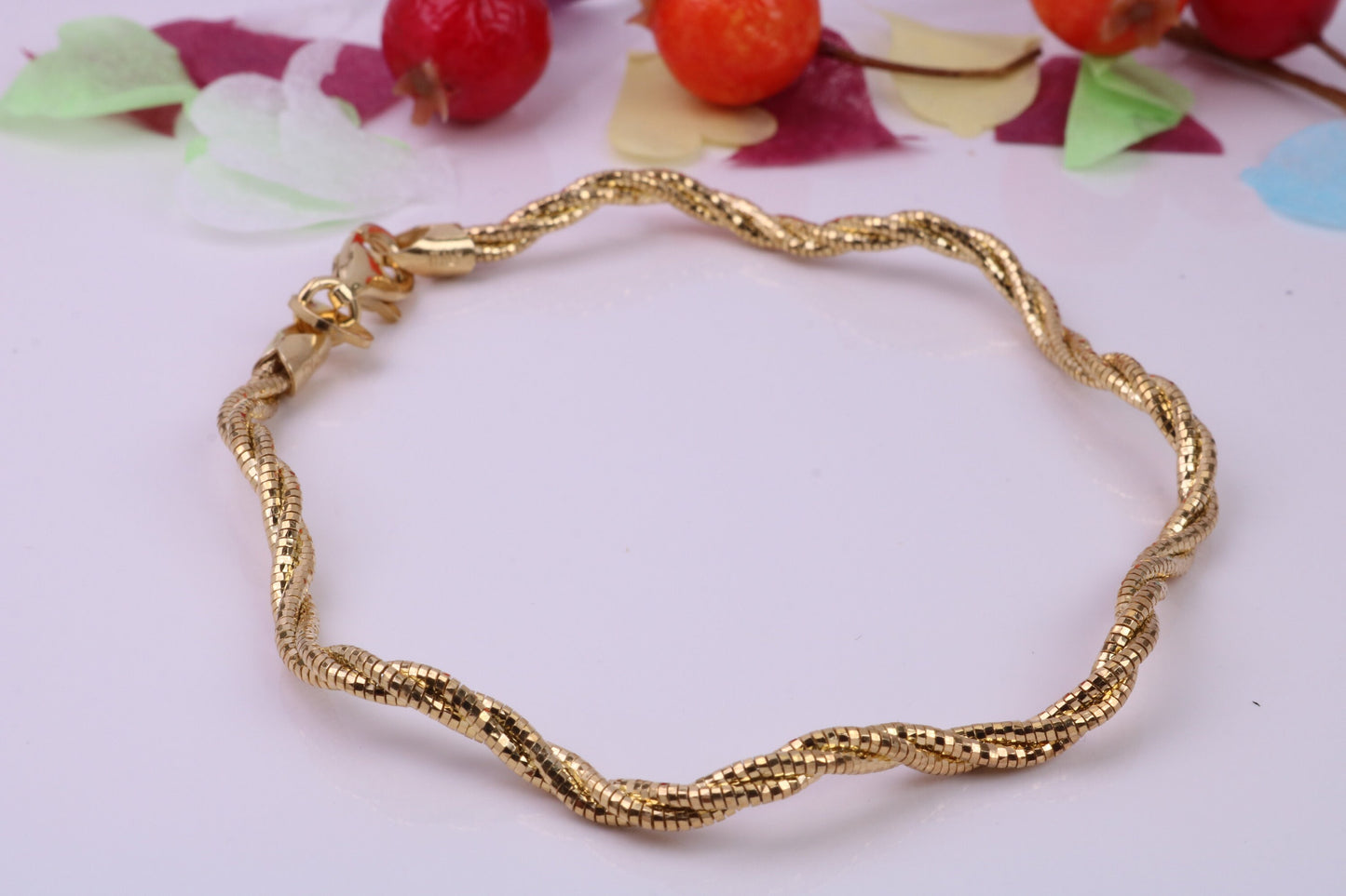 Twisted Rope Bangle, made from solid Sterling Silver, 18ct Yellow Gold Plated