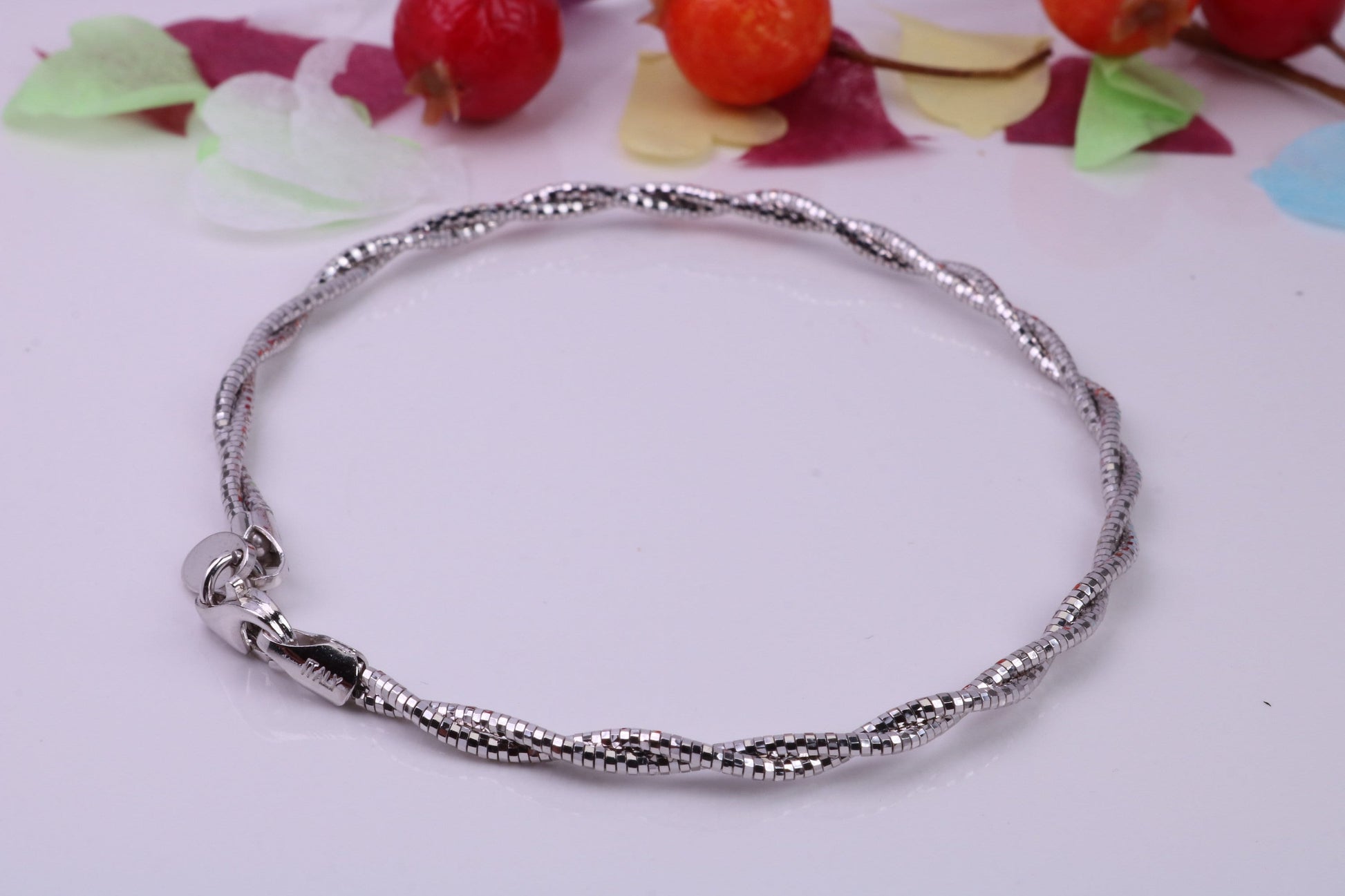 Twisted Rope Bangle, made from solid Sterling Silver, Rhodium Plated
