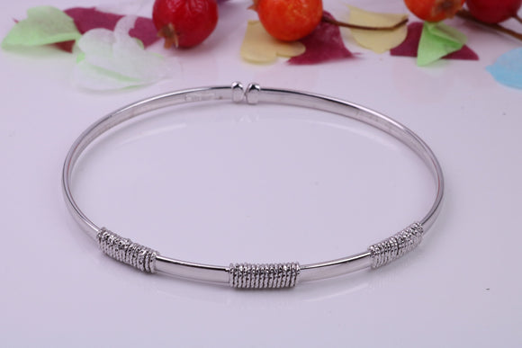 Oval Bangle, made from solid Sterling Silver, Rhodium Plated