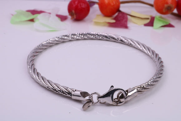 Twisted Rope Multi Stranded Bangle/Bracelet, made from solid Sterling Silver, Rhodium Plated