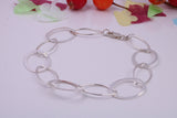Light Weight Oval Link Bracelet, made from solid Sterling Silver, 7.50 Inches Long