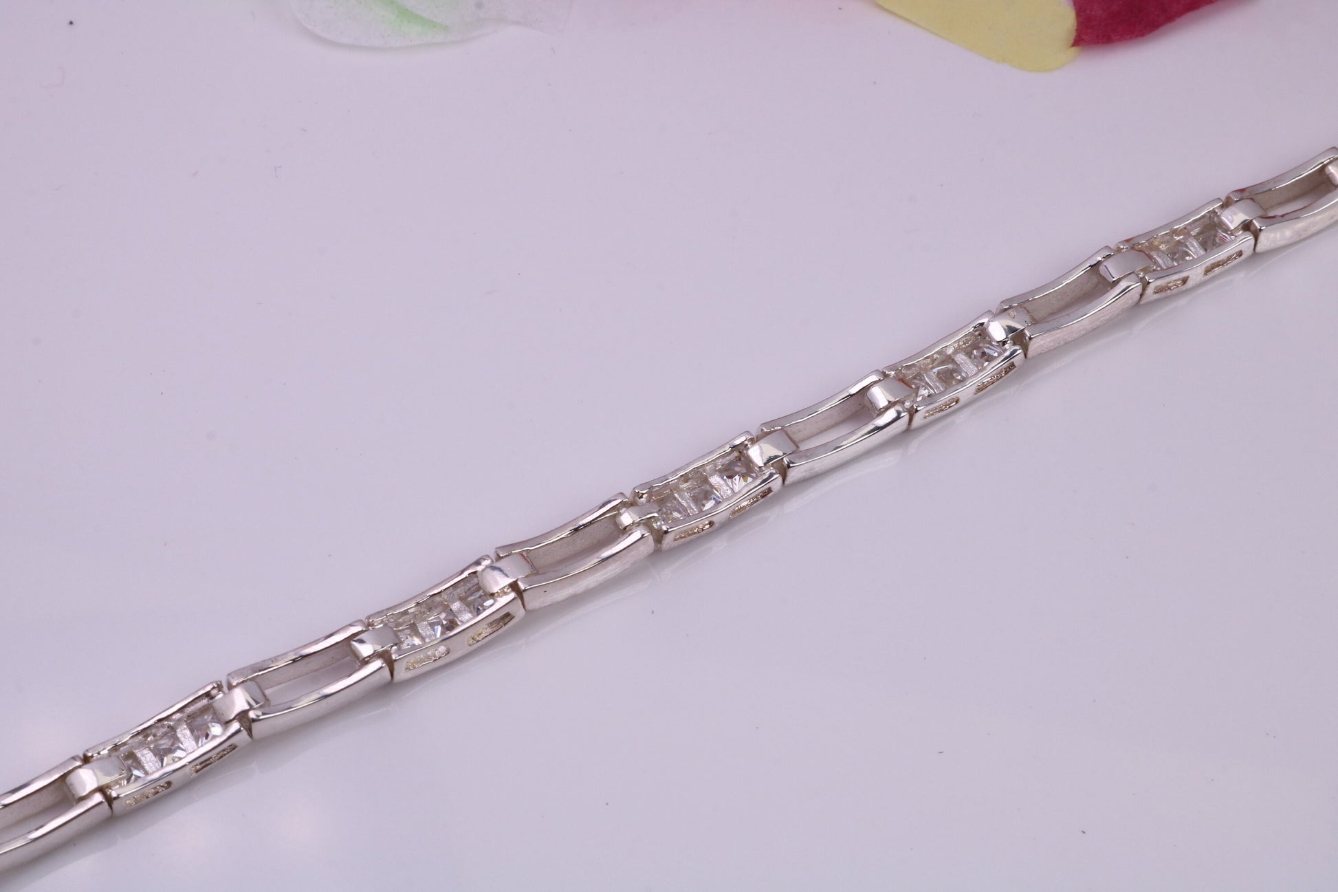 Cubic Zirconia set Tennis Bracelet, made from solid Sterling Silver, Platinum and Diamond Look for a Fraction of the cost