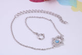 Evil Eye Protector Bracelet with Length Adjustable Chain, Made from solid Sterling Silver