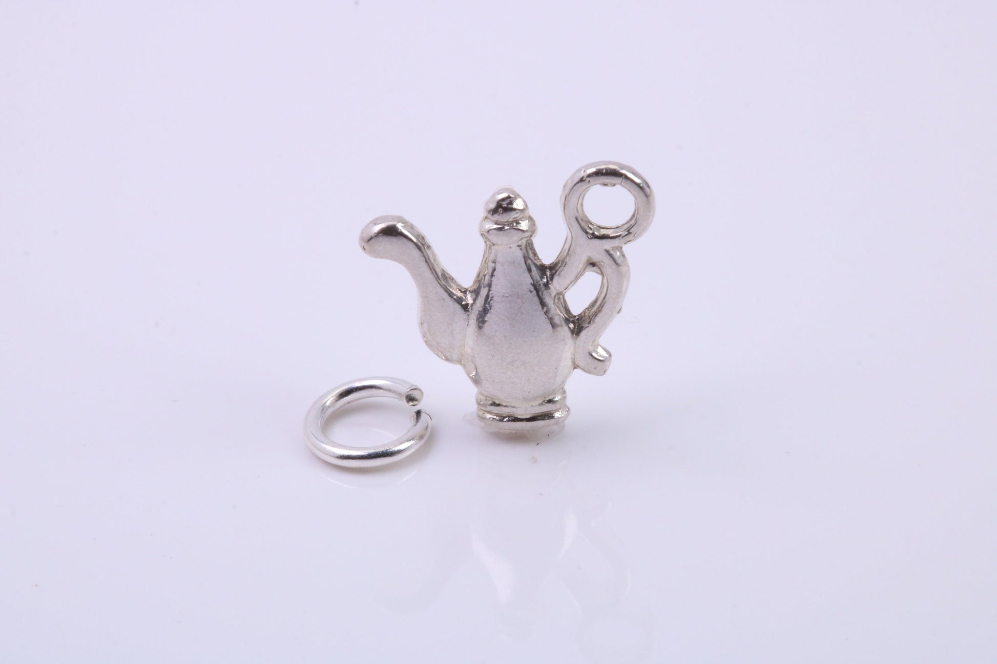 Teapot Charm, Traditional Charm, Made from Solid 925 Grade Sterling Silver, Complete with Attachment Link