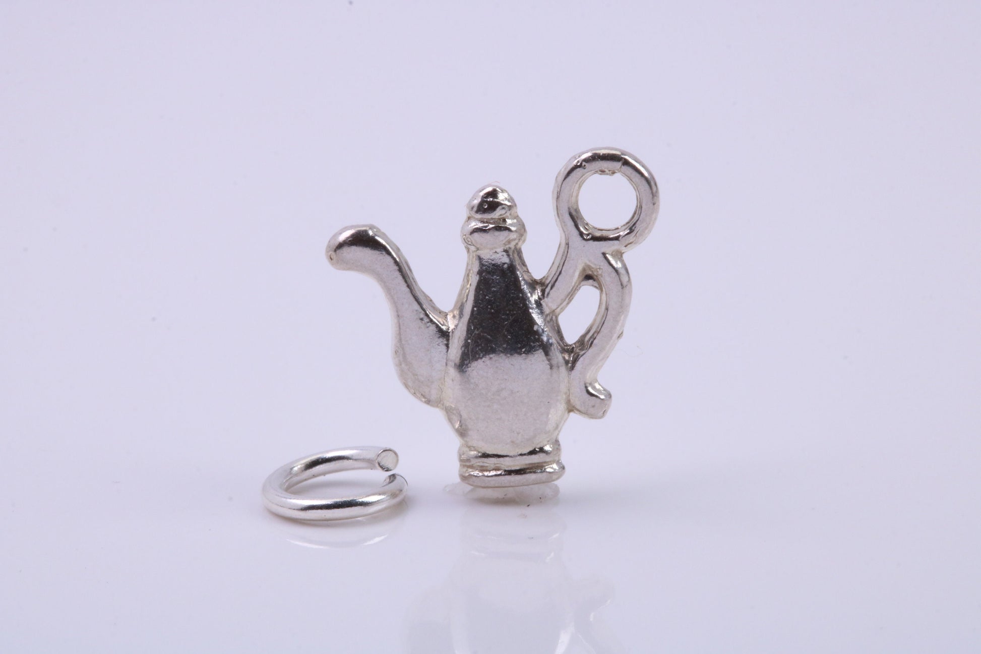 Teapot Charm, Traditional Charm, Made from Solid 925 Grade Sterling Silver, Complete with Attachment Link