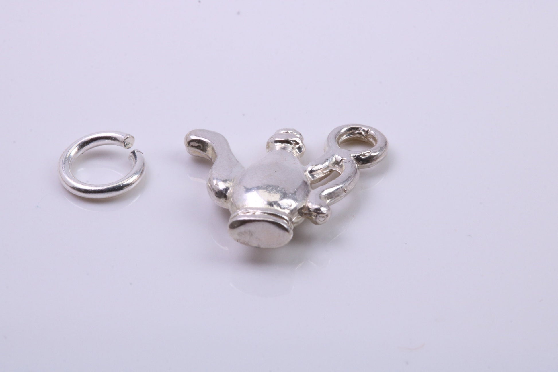 Teapot Charm, Traditional Charm, Made from Solid 925 Grade Sterling Silver, Complete with Attachment Link