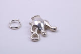 Teapot Charm, Traditional Charm, Made from Solid 925 Grade Sterling Silver, Complete with Attachment Link