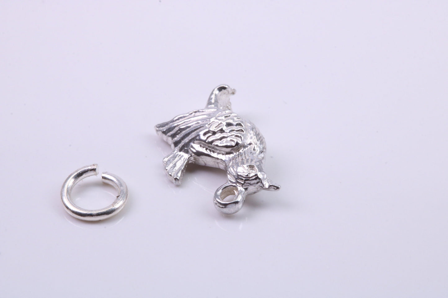 Game Bird Charm, Traditional Charm, Made from Solid 925 Grade Sterling Silver, Complete with Attachment Link