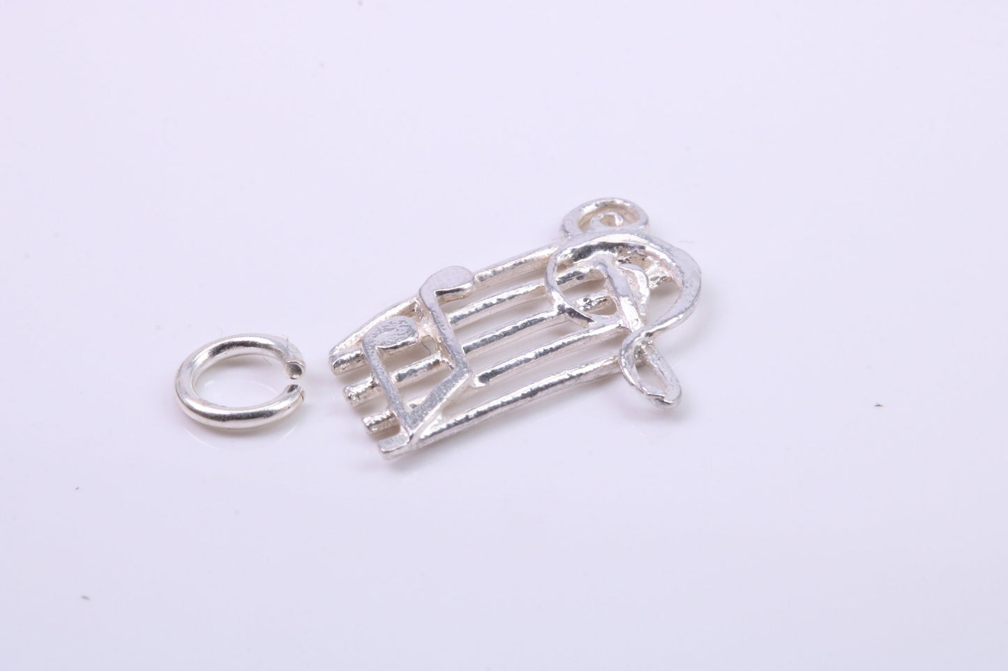 Musical Notes Charm, Traditional Charm, Made from Solid 925 Grade Sterling Silver, Complete with Attachment Link