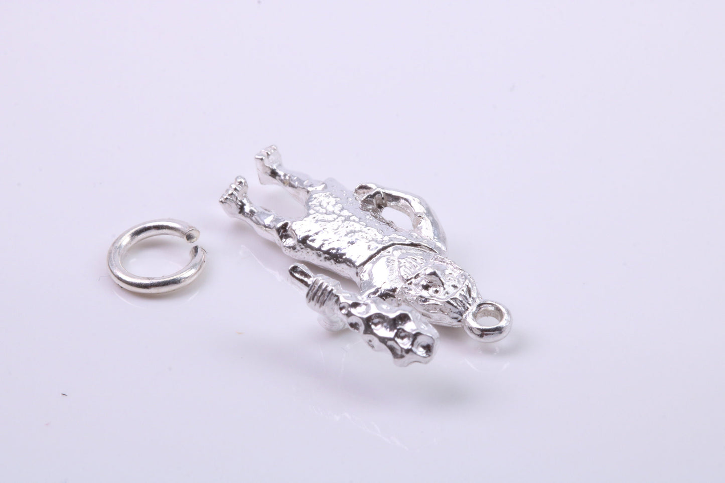 Caveman Charm, Traditional Charm, Made from Solid 925 Grade Sterling Silver, Complete with Attachment Link
