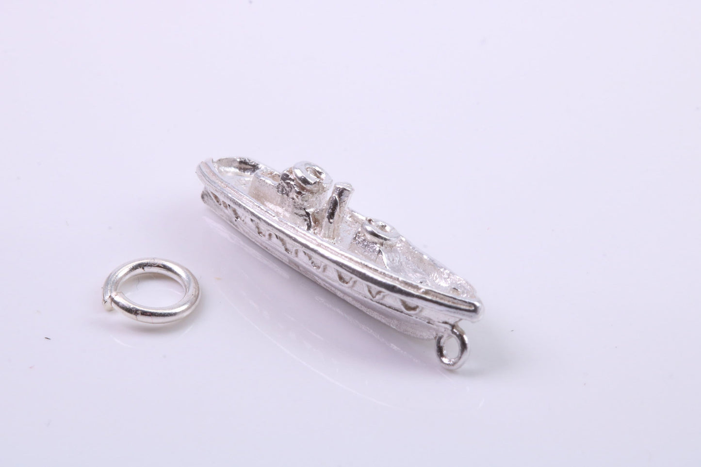 Speed Boat Charm, Traditional Charm, Made from Solid 925 Grade Sterling Silver, Complete with Attachment Link