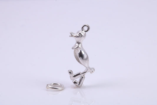 Walking Duck Charm, Traditional Charm, Made from Solid 925 Grade Sterling Silver, Complete with Attachment Link
