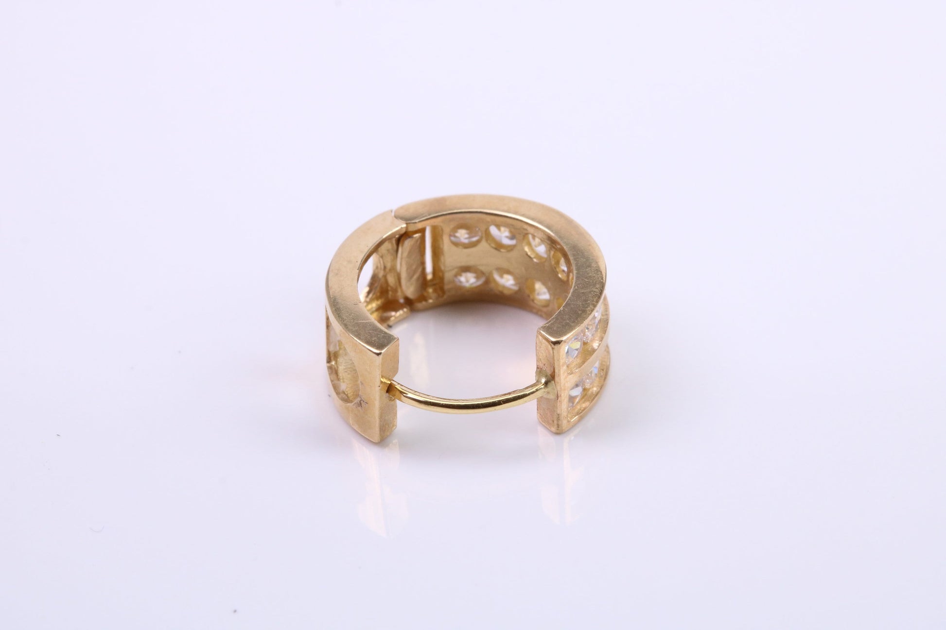 Gents 15 mm Round C Z set Hoop Single Earring, Made from Solid 9ct Yellow Gold