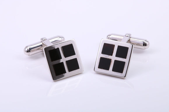 Black Onyx set Square Solid Silver Cufflinks