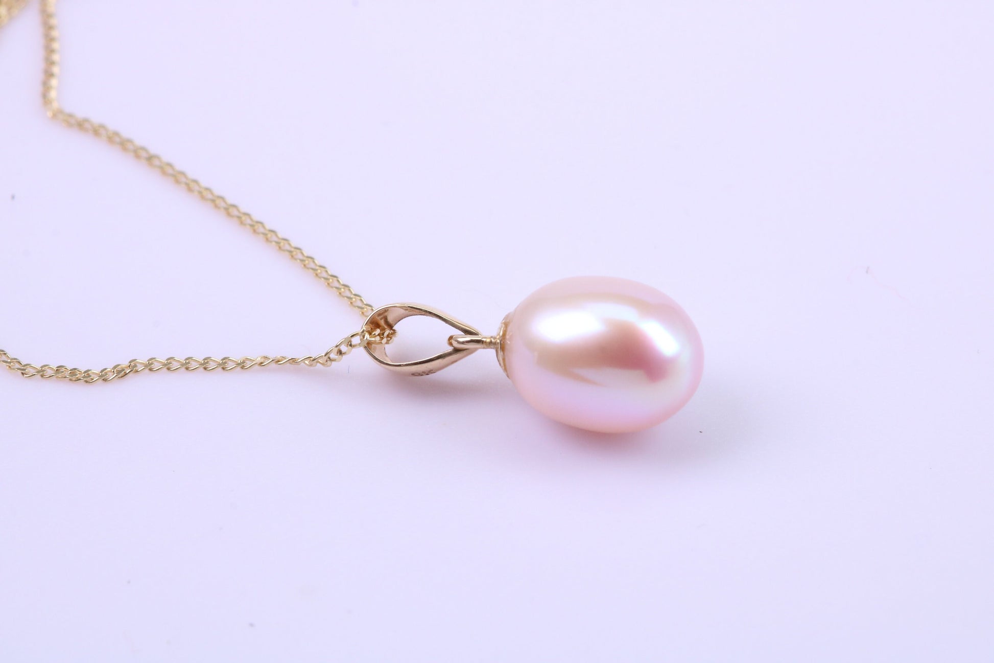Teardrop Pearl Necklace and Matching Earrings set in Solid Yellow Gold Together with 18 Inch Yellow Gold Chain