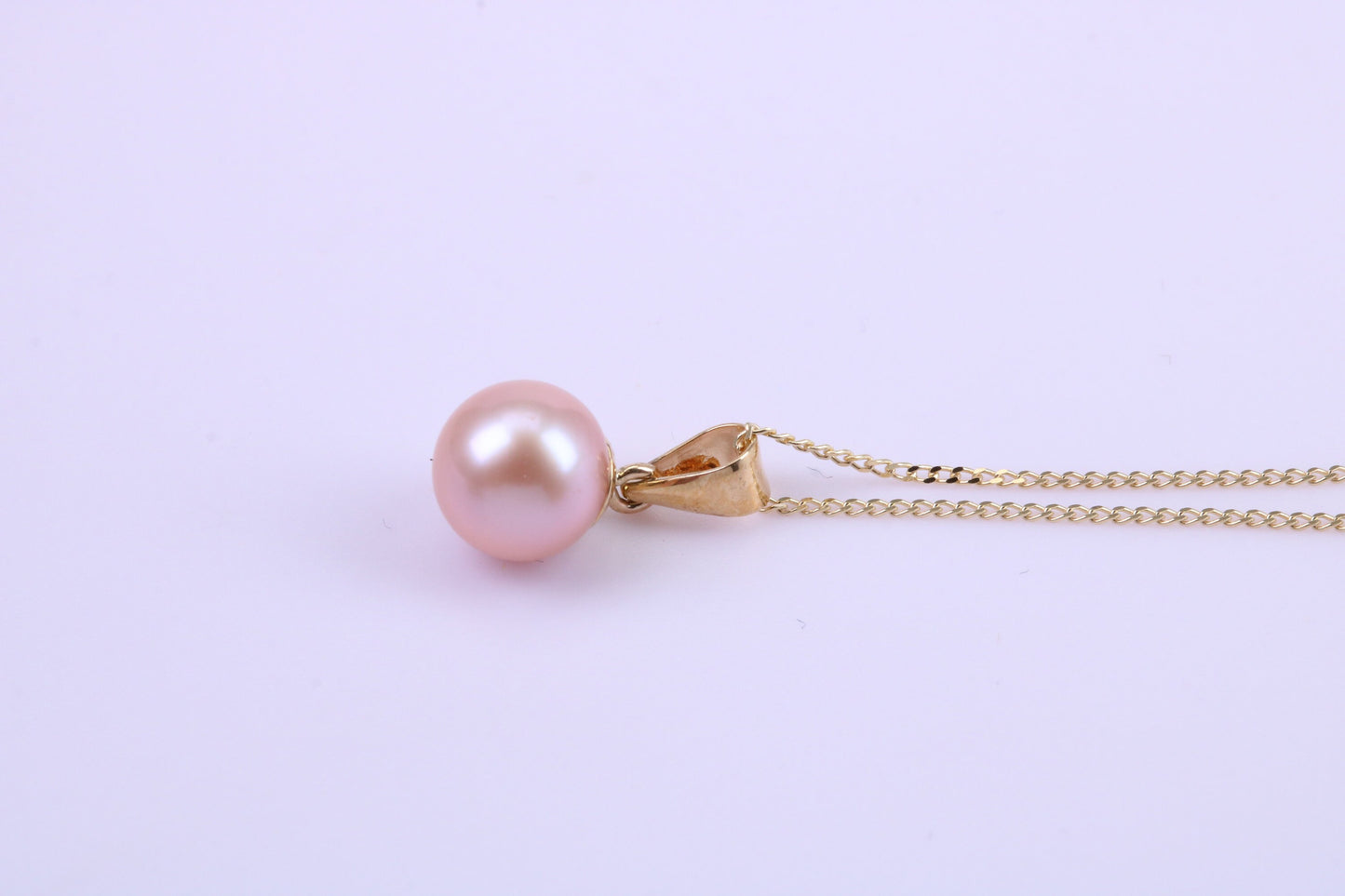 Round Natural Freshwater Pearl Stud Earrings with Matching Necklace set in Solid Yellow Gold