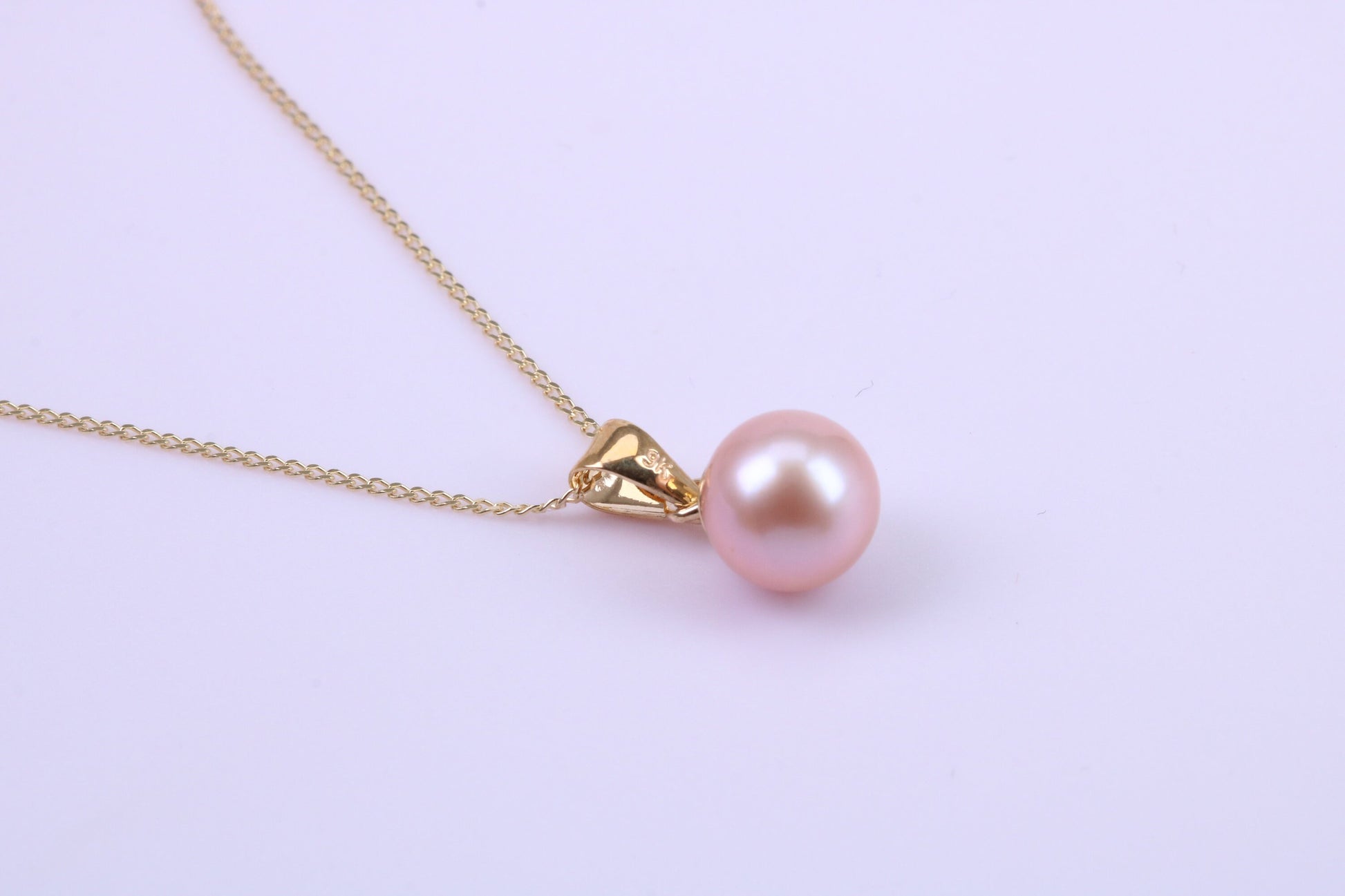 Round Natural Freshwater Pearl Stud Earrings with Matching Necklace set in Solid Yellow Gold