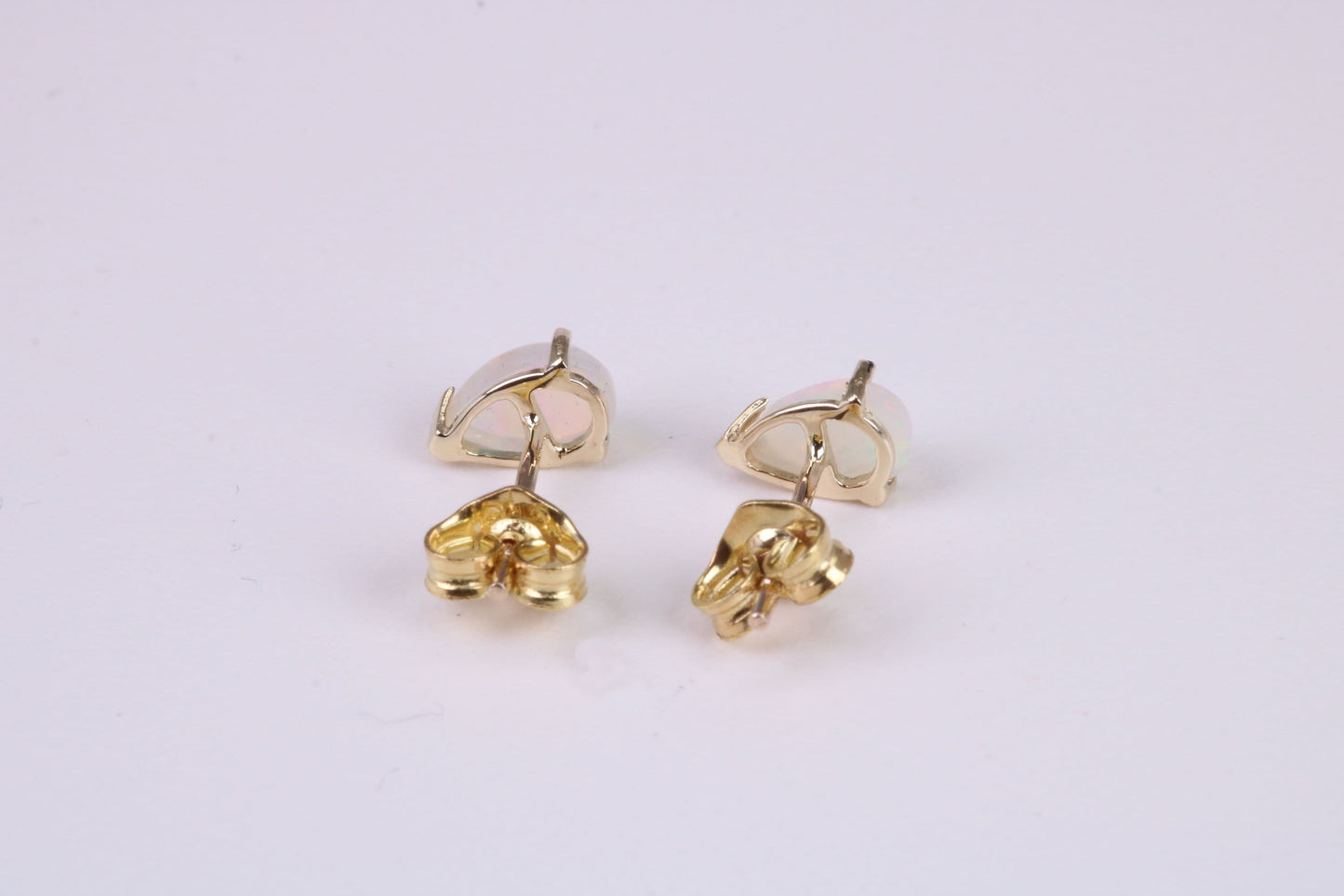 Natural Teardrop cut Opal set Stud Earrings with Necklace, Made from Solid Yellow Gold, With 18 Inch Long Chain
