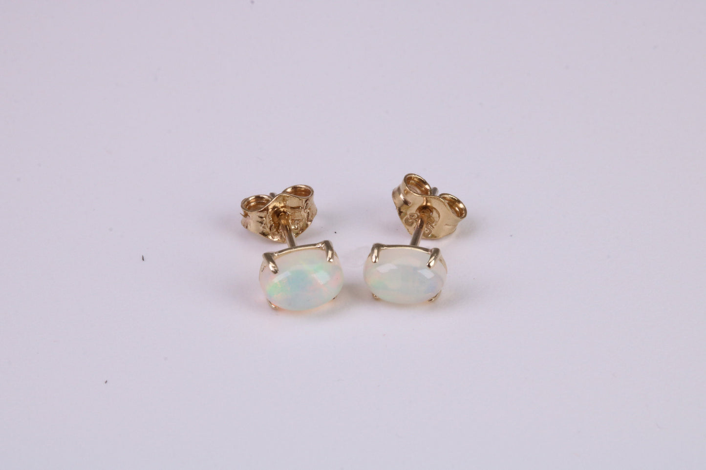 Natural Oval cut Opal set Stud Earrings with Necklace, Made from Solid Yellow Gold, With 18 Inch Long Chain