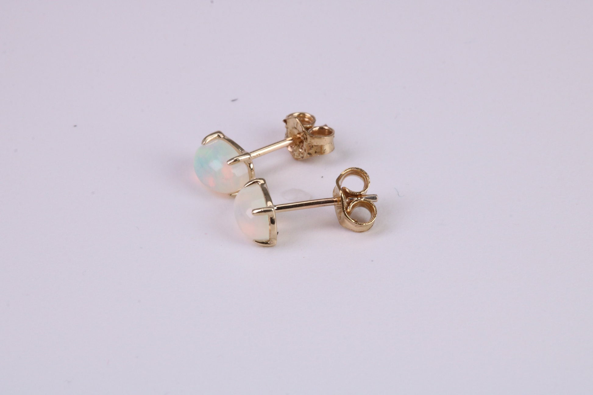 Natural Oval cut Opal set Stud Earrings with Necklace, Made from Solid Yellow Gold, With 18 Inch Long Chain
