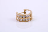 Gents 15 mm Round C Z set Hoop Single Earring, Made from Solid 9ct Yellow Gold
