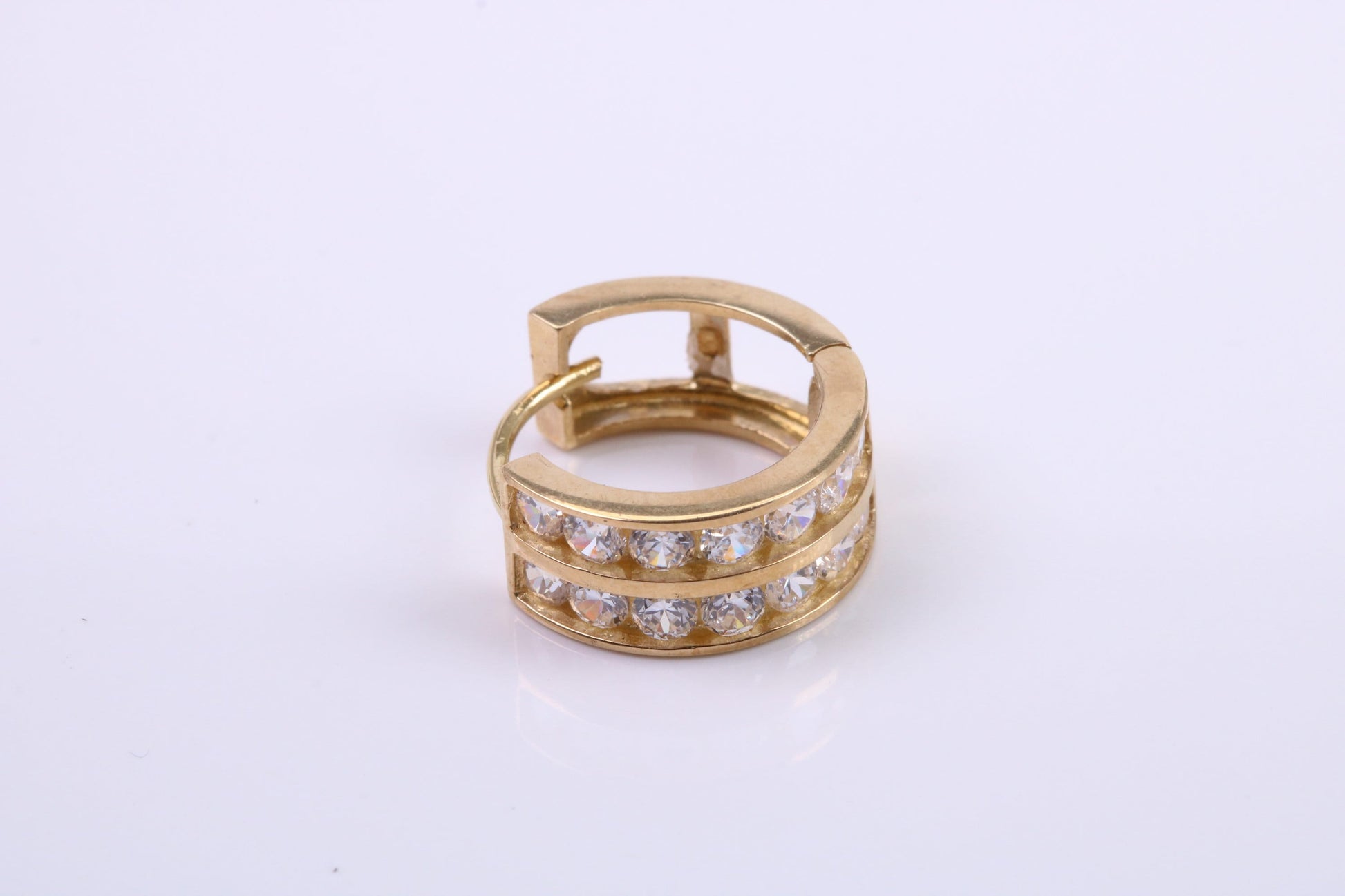 Gents 15 mm Round C Z set Hoop Single Earring, Made from Solid 9ct Yellow Gold