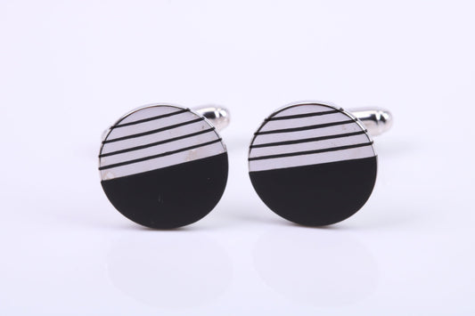 Black Onyx set Round Solid Silver Cufflinks