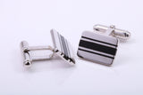 Black Onyx set Rectangle Solid Silver Cufflinks