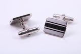 Black Onyx set Rectangle Solid Silver Cufflinks