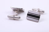 Black Onyx set Rectangle Solid Silver Cufflinks