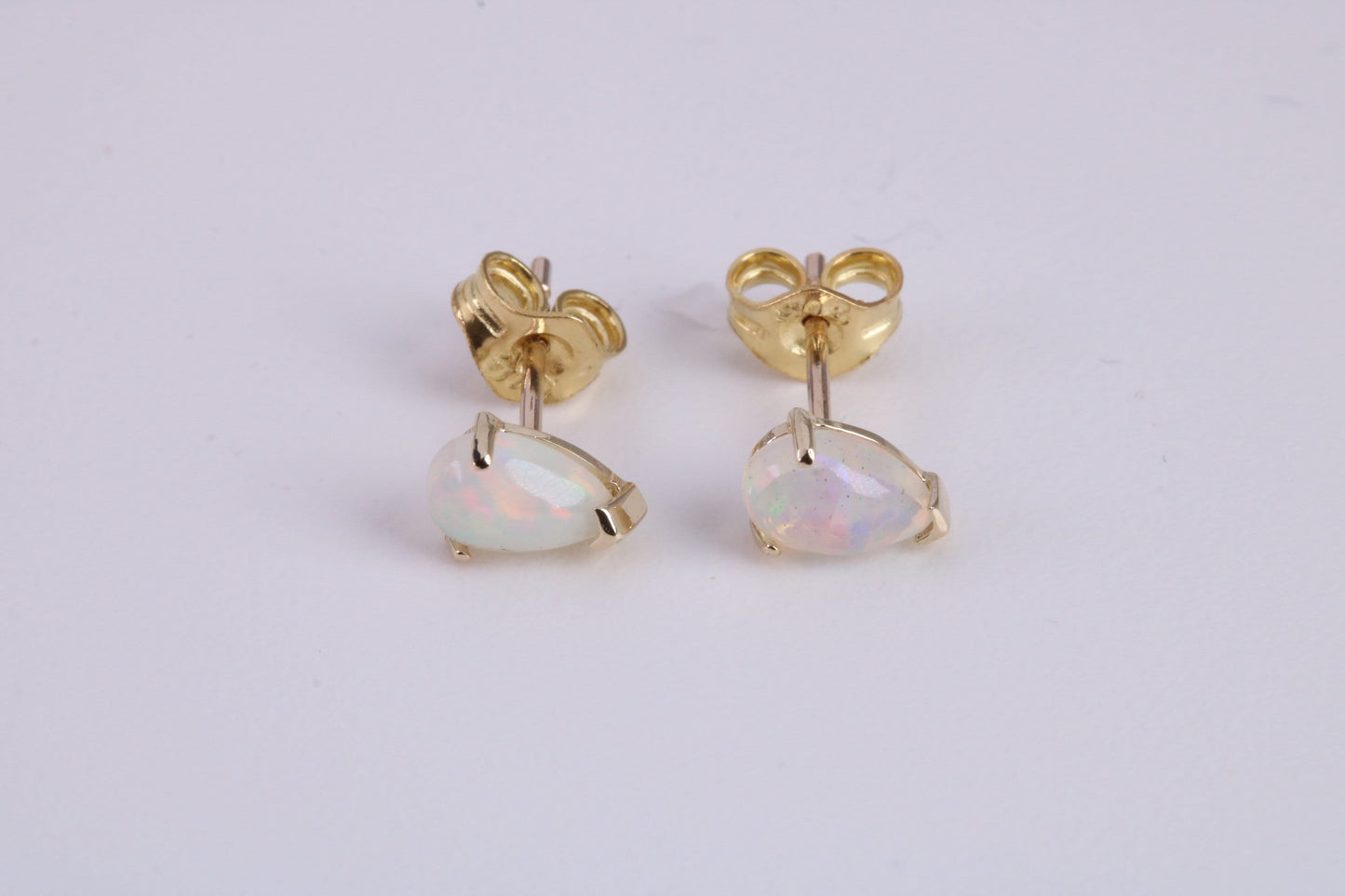 Natural Teardrop cut Opal set Stud Earrings with Necklace, Made from Solid Yellow Gold, With 18 Inch Long Chain