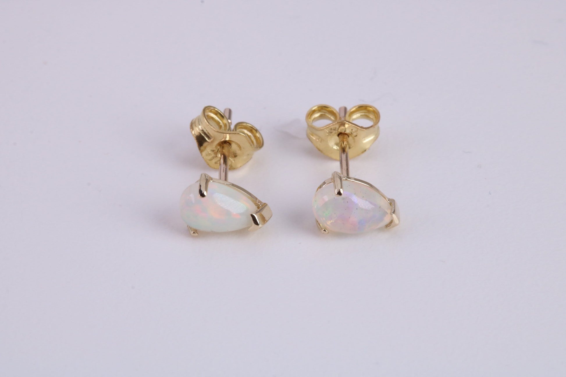 Natural Teardrop cut Opal set Stud Earrings with Necklace, Made from Solid Yellow Gold, With 18 Inch Long Chain