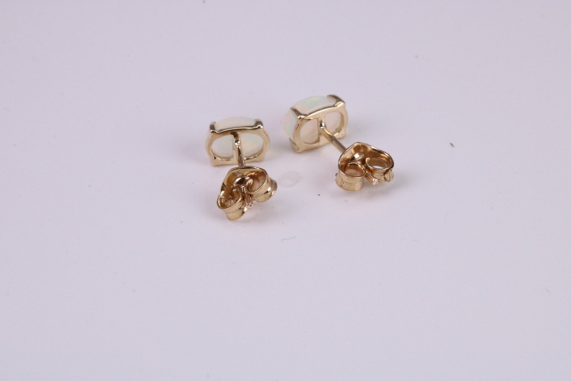Natural Oval cut Opal set Stud Earrings with Necklace, Made from Solid Yellow Gold, With 18 Inch Long Chain