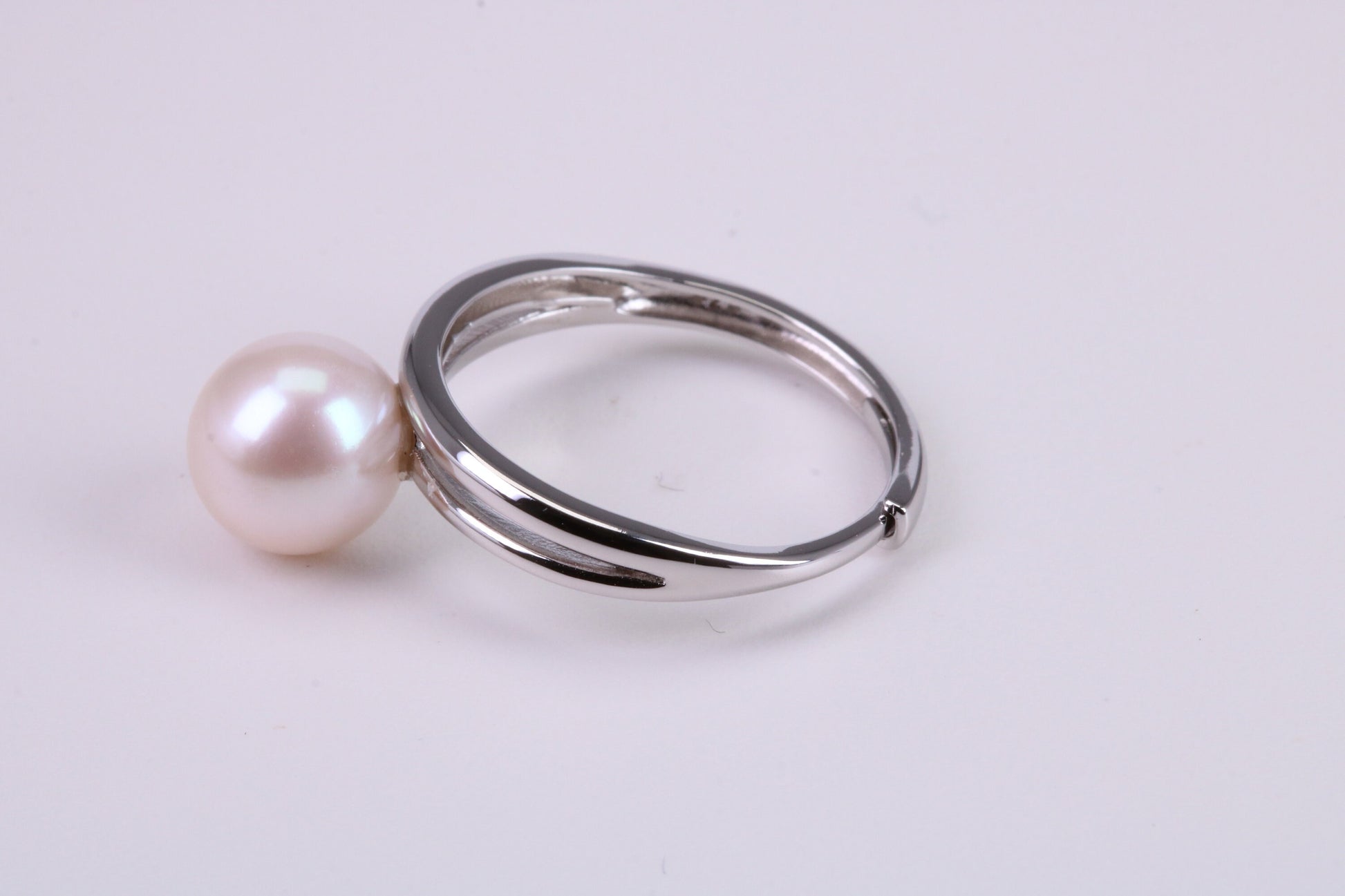 Natural 9 mm Round Pearl set Ring set in Solid Silver