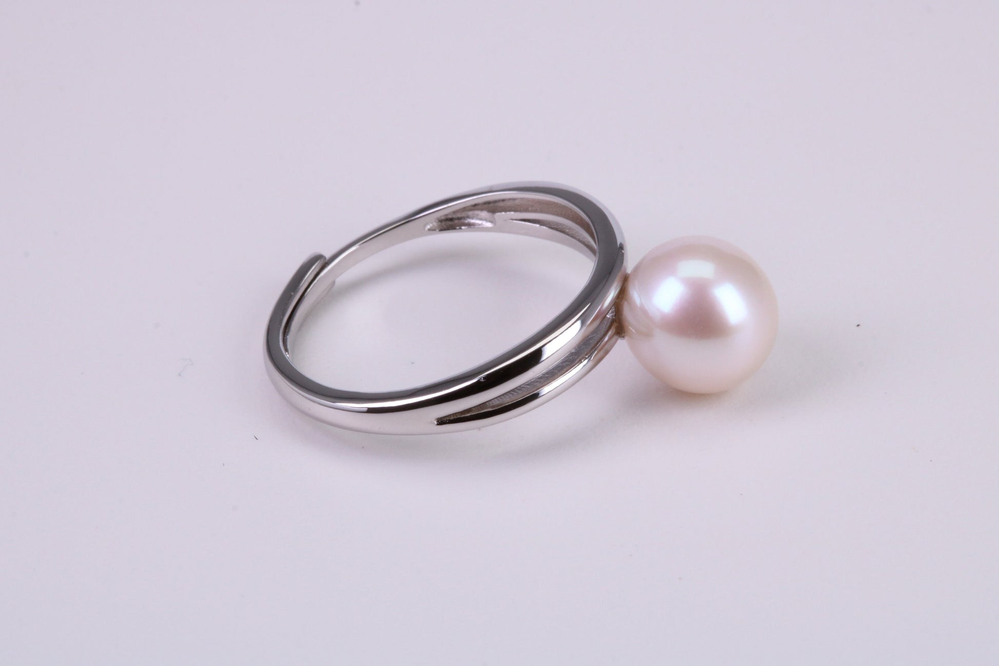 Natural 9 mm Round Pearl set Ring set in Solid Silver