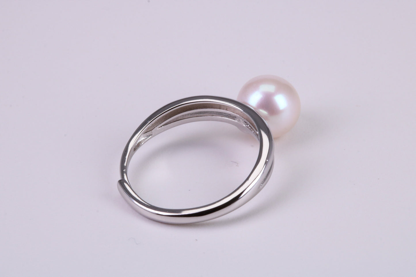 Natural 9 mm Round Pearl set Ring set in Solid Silver