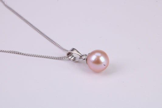 7 mm Round Real Pearl Necklace made from Sterling Silver