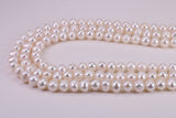 Three Strand Natural 7 mm Round Pearl Necklace set in Silver, Three Strands Measures 16, 18 and 20 inches Long