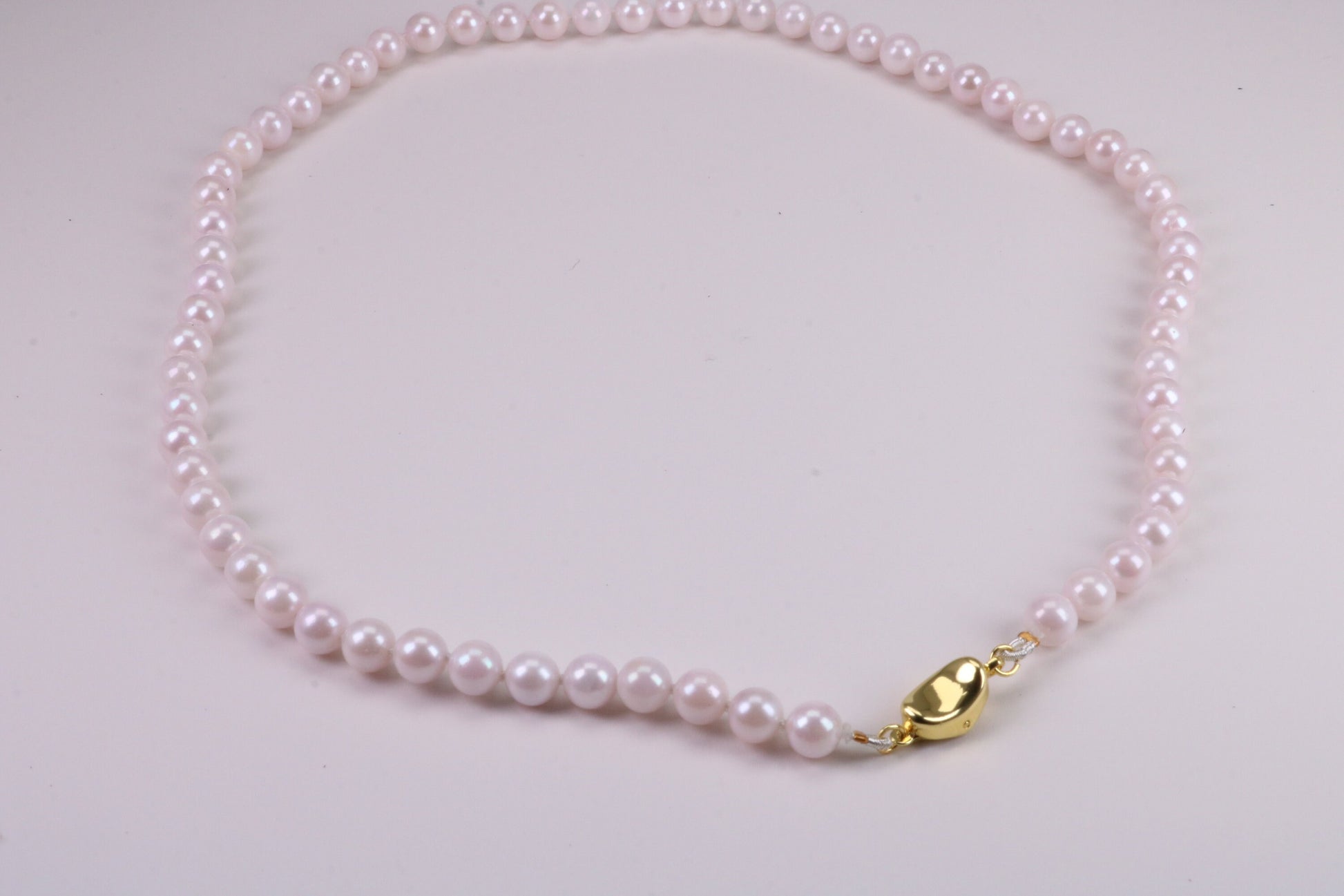 Beautiful South Sea Akoya Pearl Necklace, set with Silver Yellow Gold Plated Clasp, 6-6.50 mm Akoya Pearl, 16 inch Long Strands