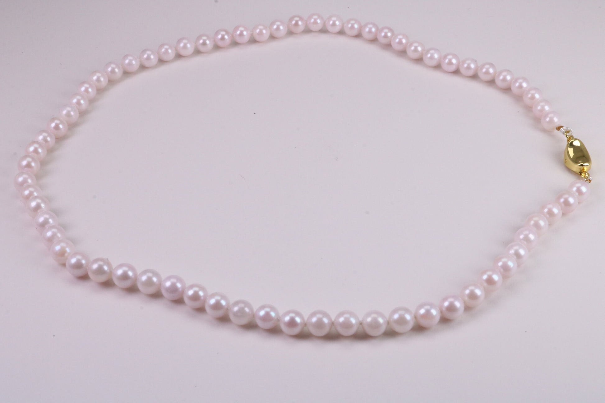 Beautiful South Sea Akoya Pearl Necklace, set with Silver Yellow Gold Plated Clasp, 6-6.50 mm Akoya Pearl, 16 inch Long Strands
