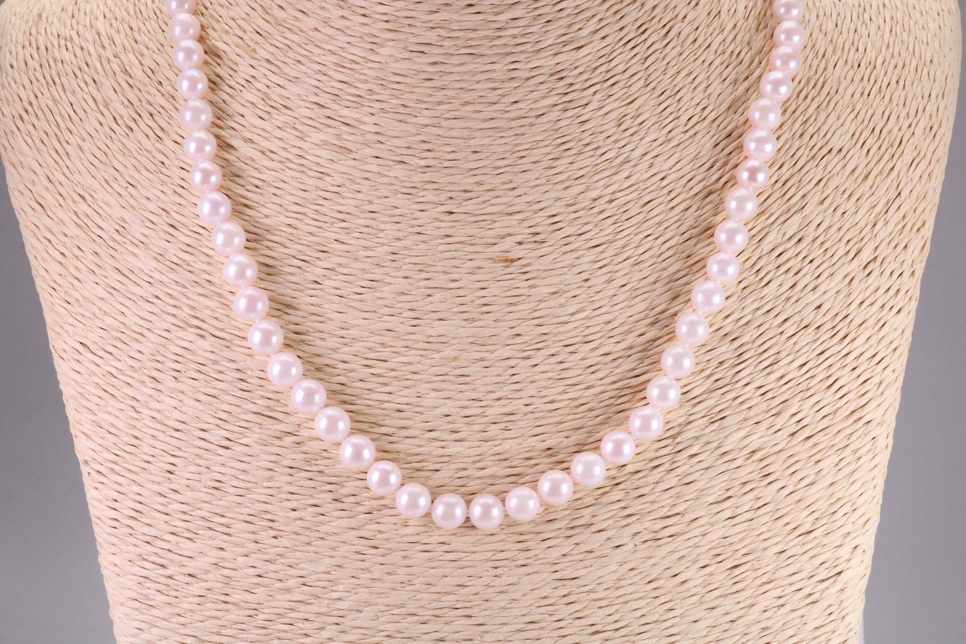 Beautiful South Sea Akoya Pearl Necklace, set with Silver Yellow Gold Plated Clasp, 6-6.50 mm Akoya Pearl, 16 inch Long Strands