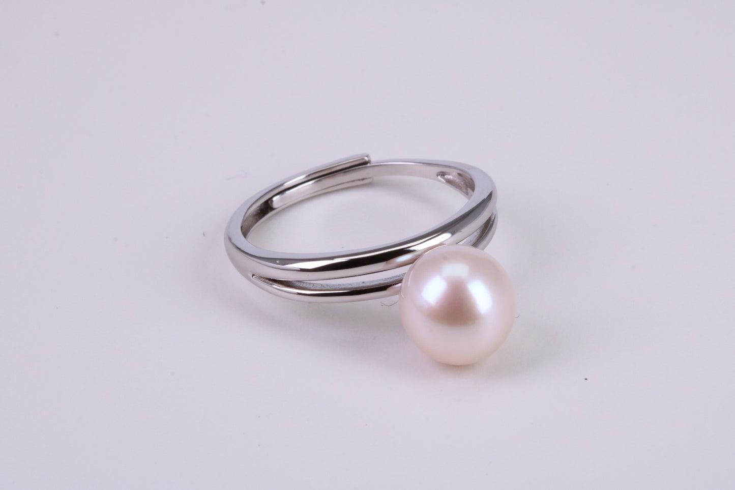 Natural 9 mm Round Pearl set Ring set in Solid Silver