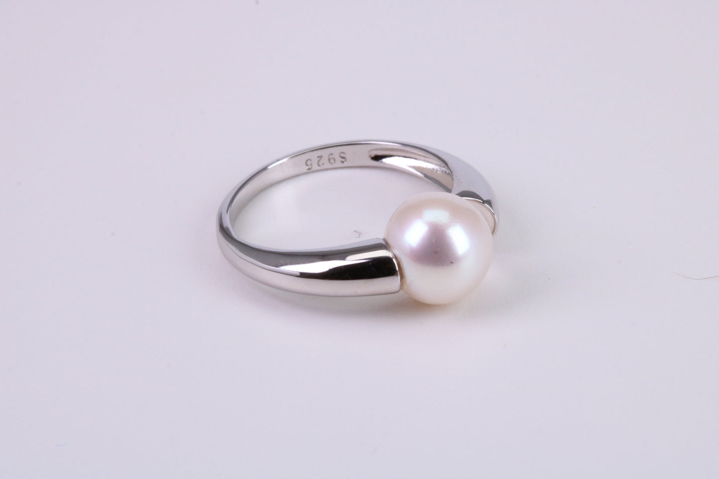 Natural 9 mm Round Pearl set Open Ended Ring set in Solid Silver