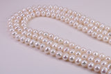 Three Strand Natural 7 mm Round Pearl Necklace set in Silver, Three Strands Measures 16, 18 and 20 inches Long