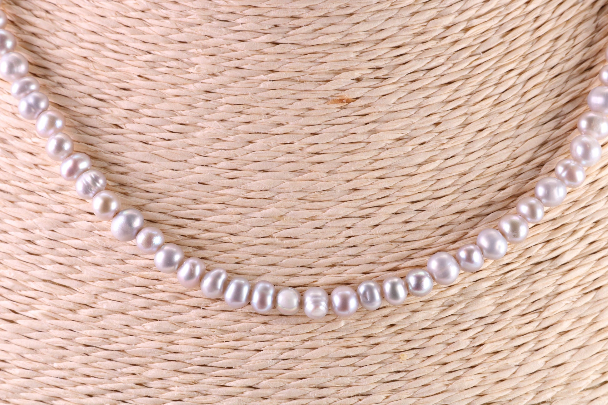 16 Inches Long Single Strand Natural 5 mm Round Grey Pearl Necklace set in Silver