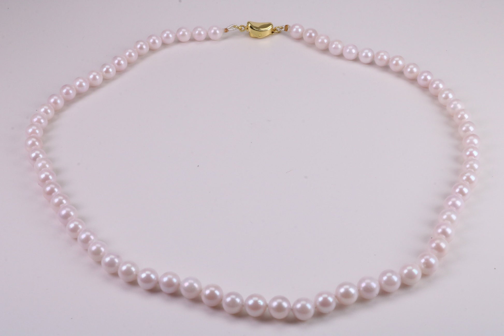 Beautiful South Sea Akoya Pearl Necklace, set with Silver Yellow Gold Plated Clasp, 6-6.50 mm Akoya Pearl, 16 inch Long Strands