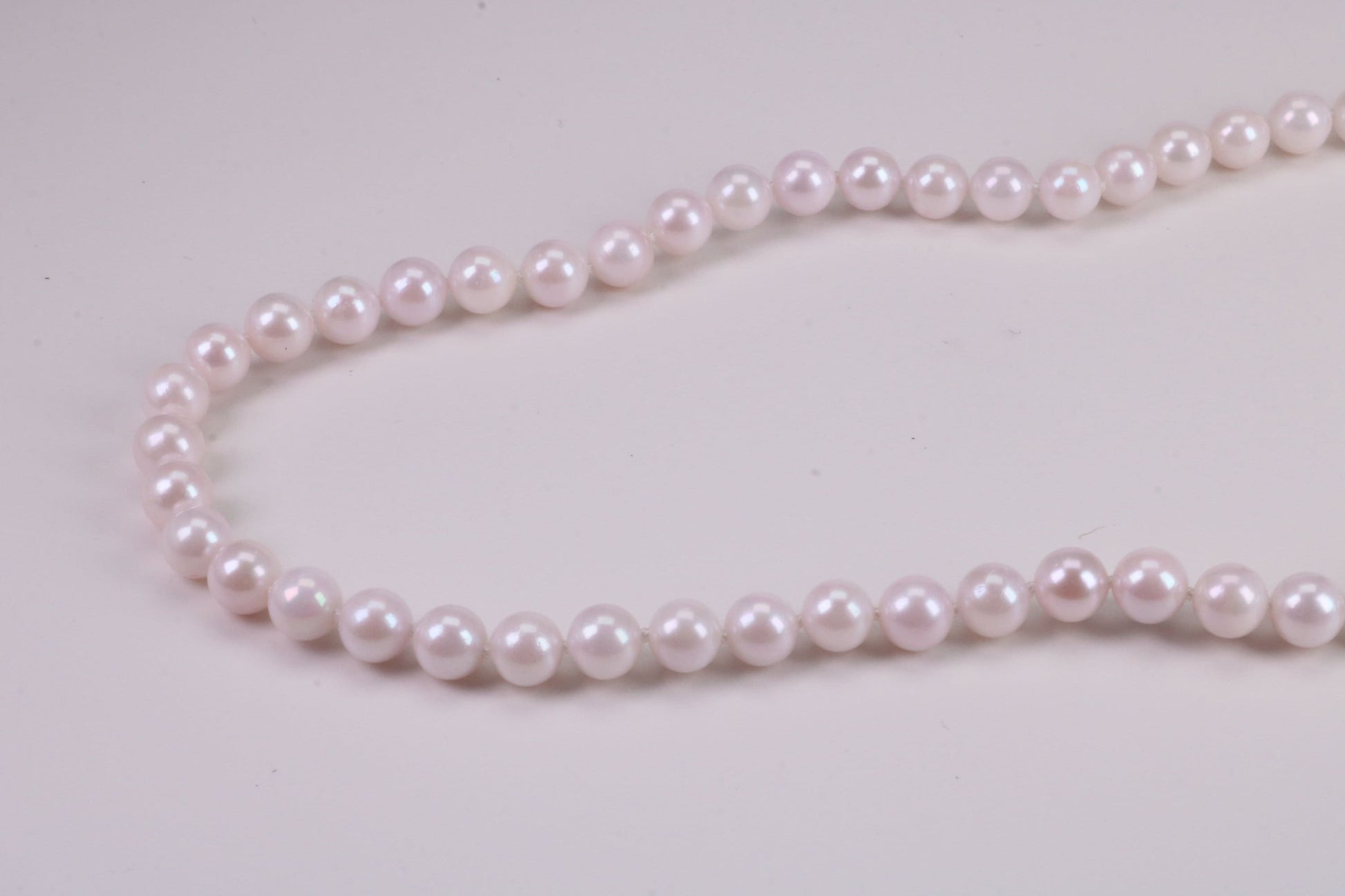 Beautiful South Sea Akoya Pearl Necklace, set with Silver Yellow Gold Plated Clasp, 6-6.50 mm Akoya Pearl, 16 inch Long Strands