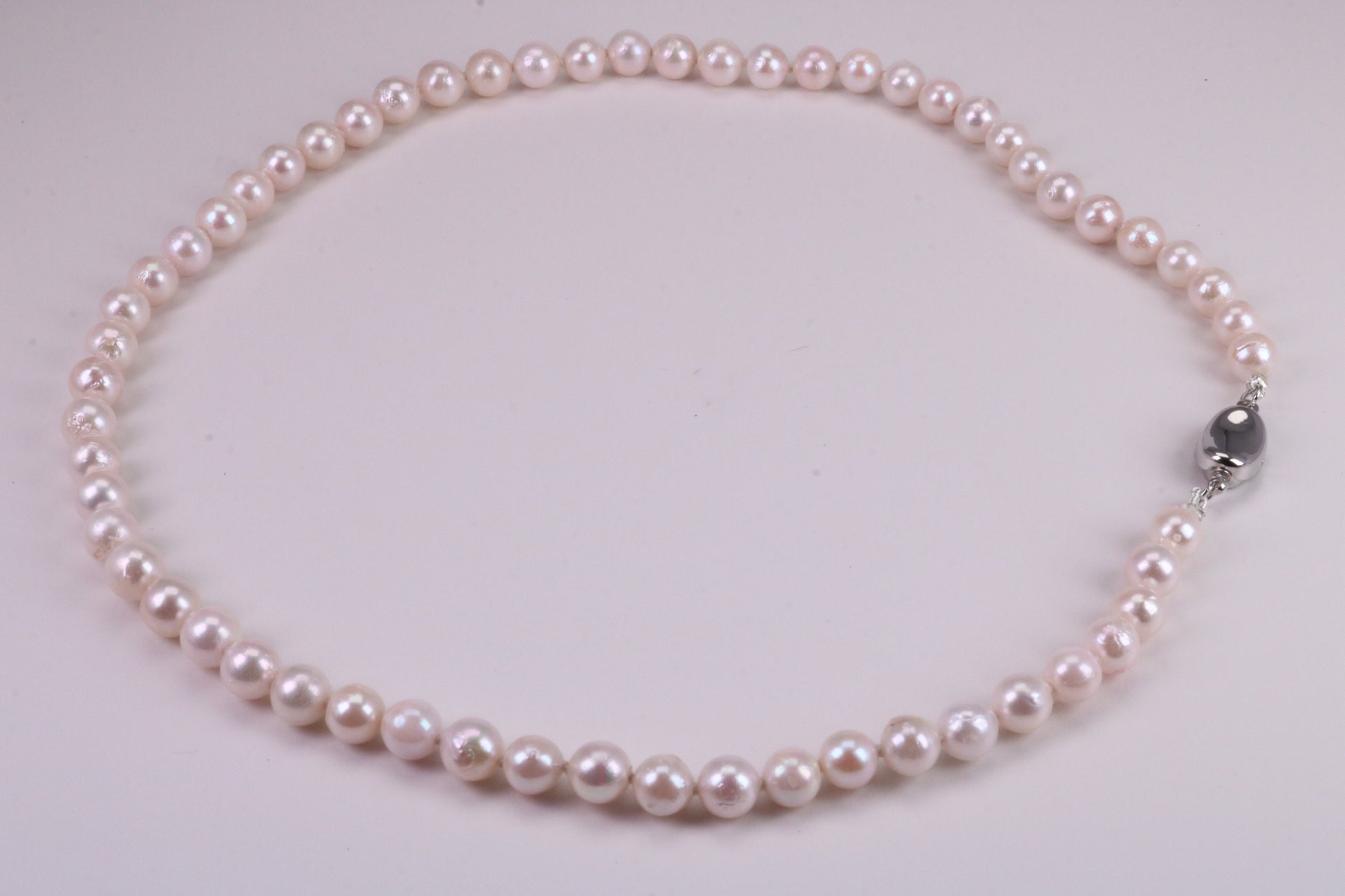 Beautiful South Sea Akoya Pearl Necklace, set with Silver Clasp, 6-7 mm Akoya Pearl, 16 inch Long Strands