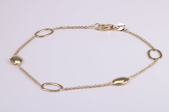 Open and Closed Link Bracelet, Made from Solid Yellow Gold, 8 Inches Long
