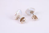 Freeform Natural Pearl Stud Earrings, set in Solid Silver